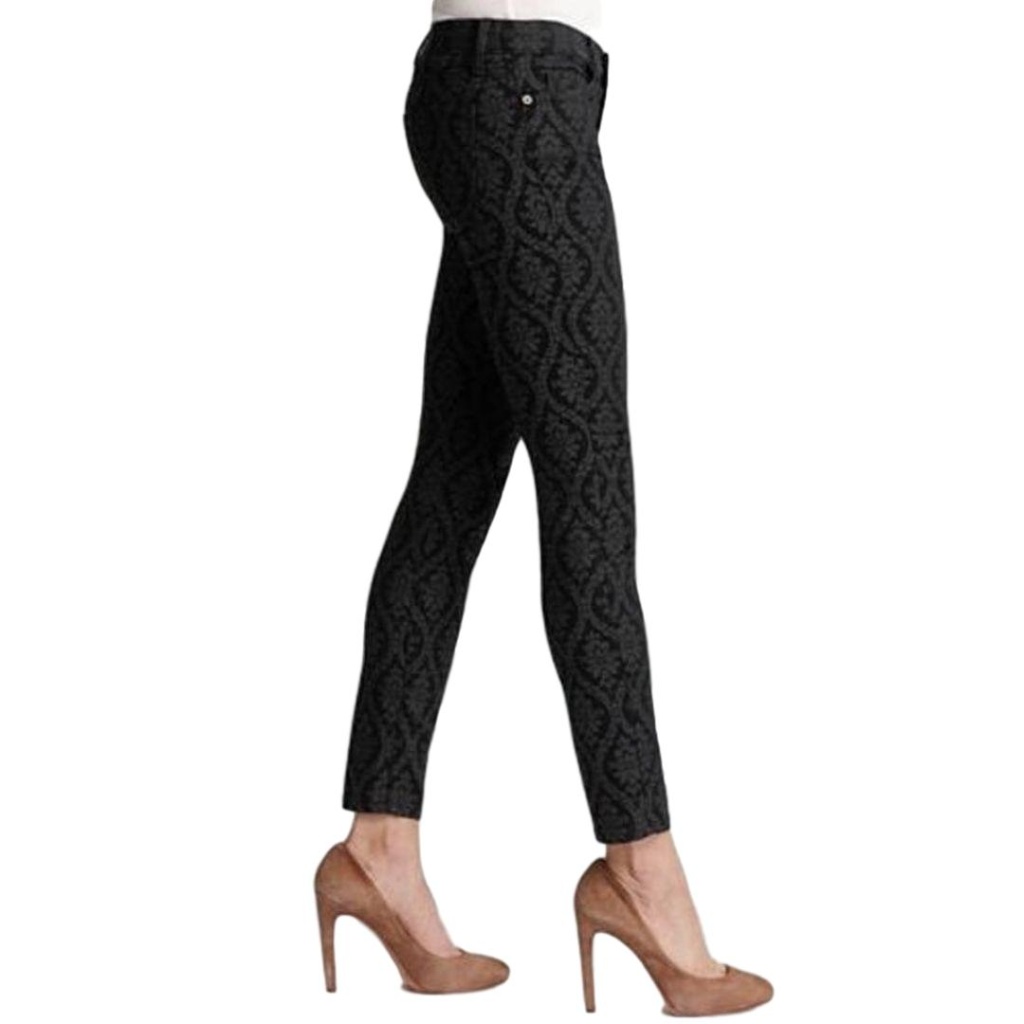 Current/Elliott The Ankle Skinny Black Brocade 26